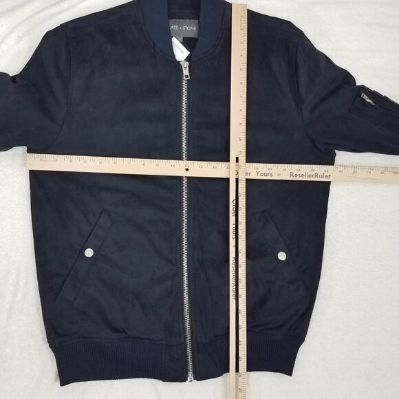 NEW Slate & Stone Men's M Zip Up Lightweight Bomber Jacket in Navy Blue - Picture 7 of 10